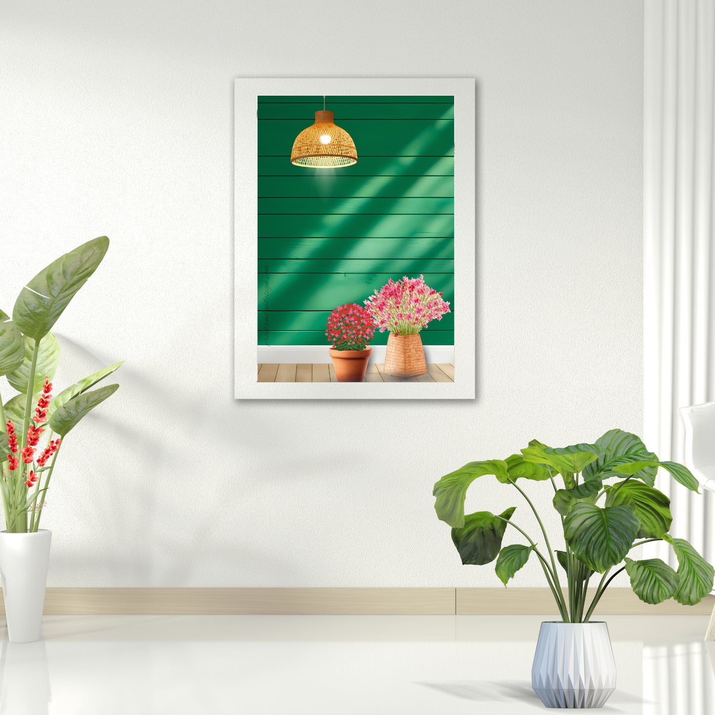 Botanical Window Wall Art Set of 2 | Floral Window Printable Decor | Green Wall Botanical Prints | Modern Gallery Wall Art