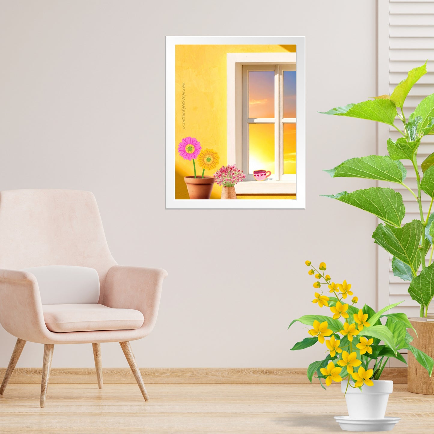 Botanical Window Wall Art Set of 2 | Floral Window Printable Decor | Green Wall Botanical Prints | Modern Gallery Wall Art