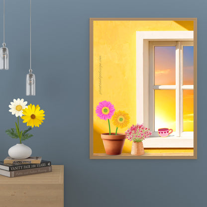 Botanical Window Wall Art Set of 2 | Floral Window Printable Decor | Green Wall Botanical Prints | Modern Gallery Wall Art