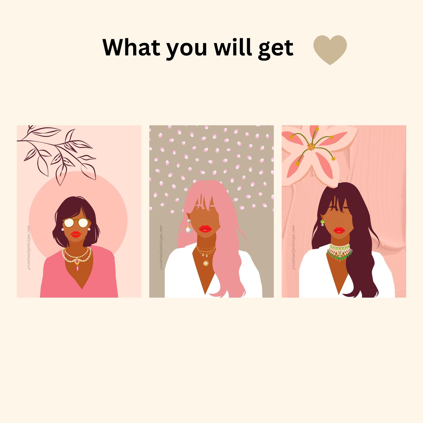 Bundle OF 3 | Melanin Art Prints Set | Black Woman Illustration | Modern Boho Bedroom Wall Decor
