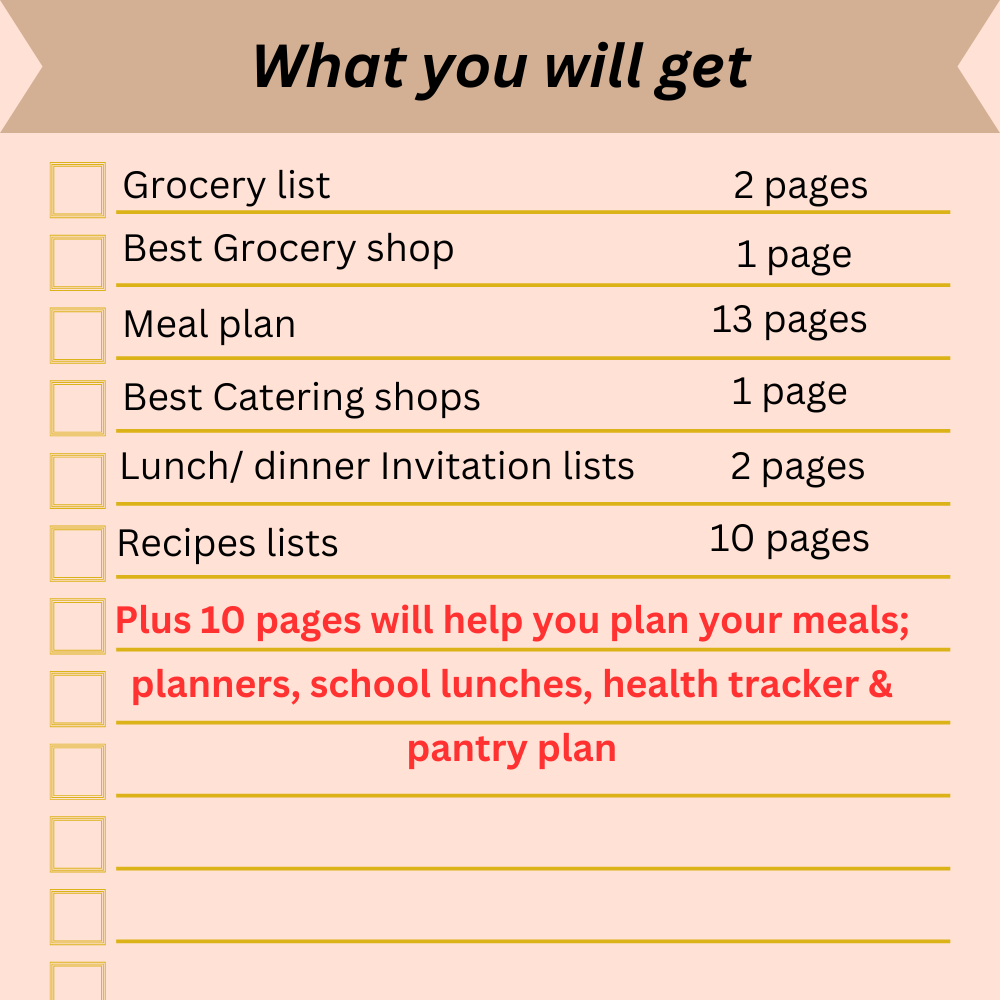 39 printable grocery, catering, meal planner and more
