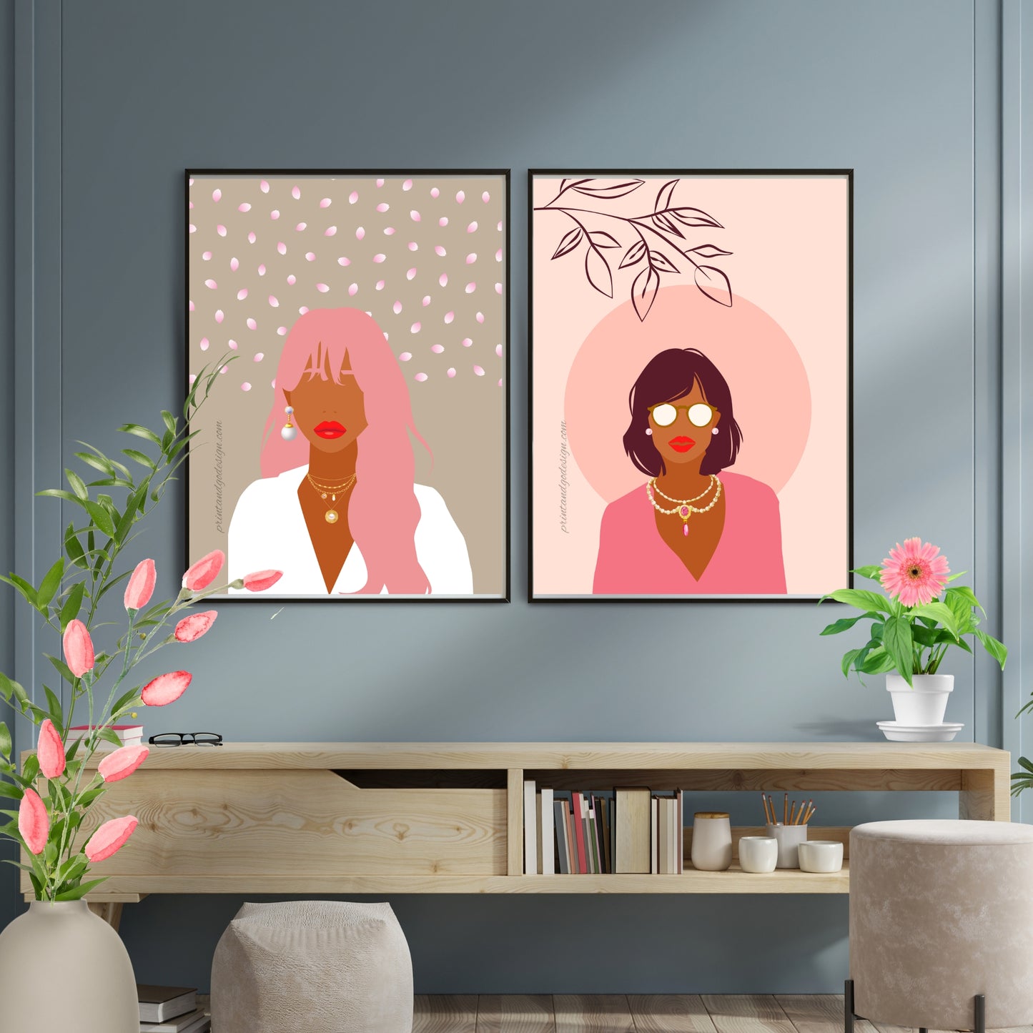 Bundle OF 3 | Melanin Art Prints Set | Black Woman Illustration | Modern Boho Bedroom Wall Decor