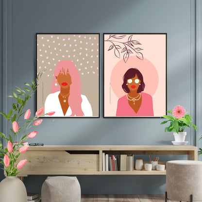 Bundle OF 3 | Melanin Art Prints Set | Black Woman Illustration | Modern Boho Bedroom Wall Decor