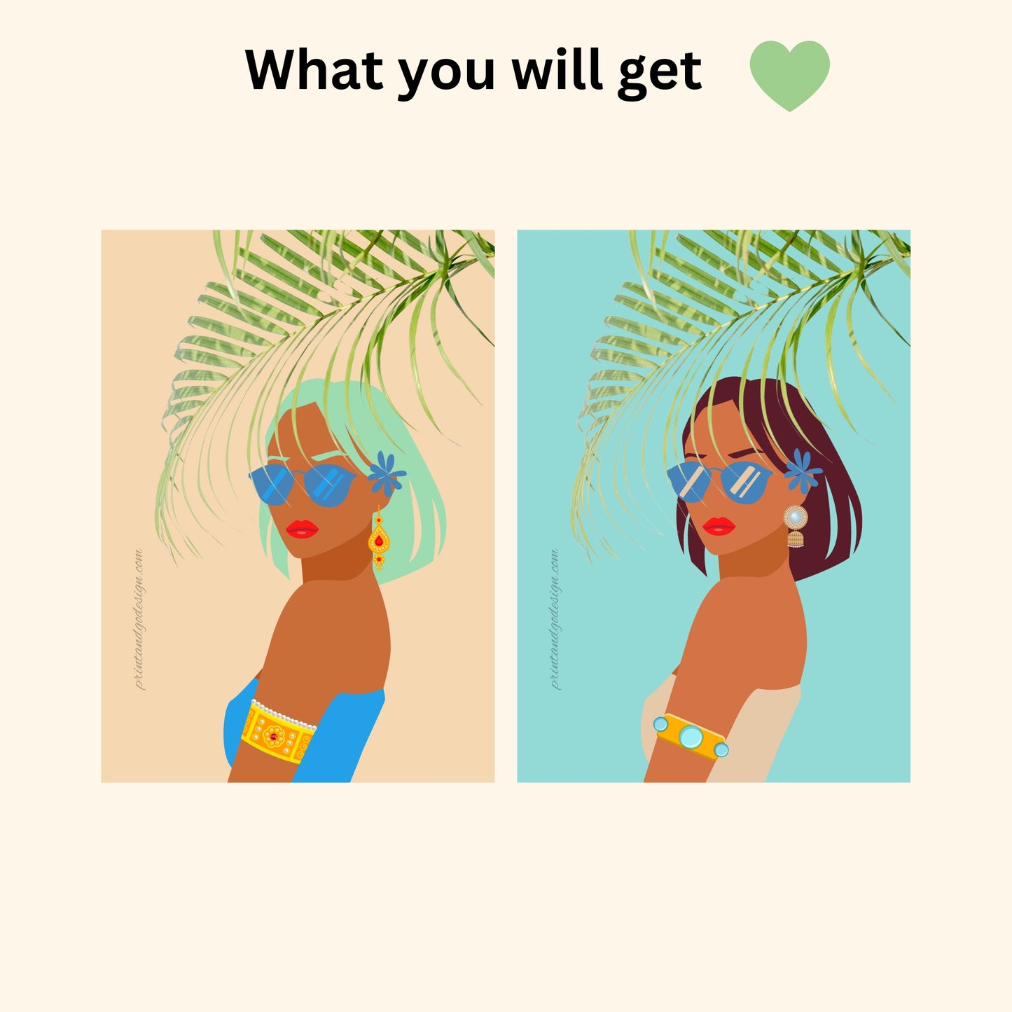 SET OF 2 (+2 BONUS) | Melanin Wall Decor Set | Modern Black Woman Prints | Boho Chic Home Wall Art