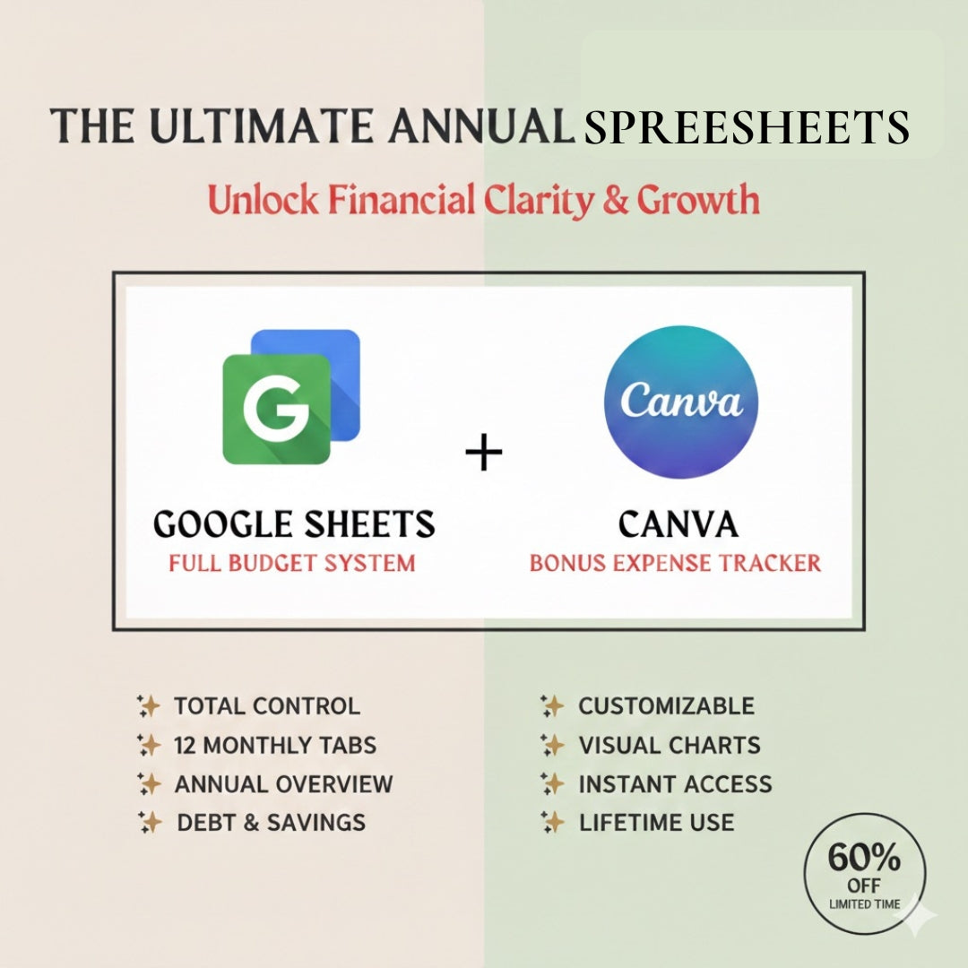 The Ultimate Monthly & Annual Budget Spreadsheet | Google Sheets + Canva Bonus