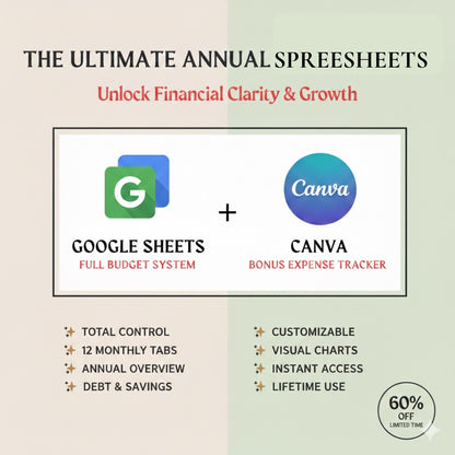 The Ultimate Monthly & Annual Budget Spreadsheet | Google Sheets + Canva Bonus