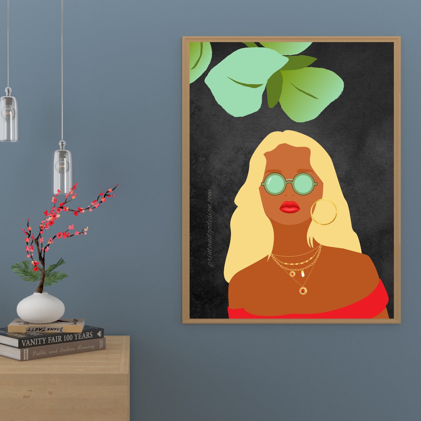 Bundle of 3 | Melanin Wall Art Set | 2 Prints + 1 Bonus Necklace Variation | African American Woman Fashion Illustration | Modern Boho Black Woman Gallery Wall Prints